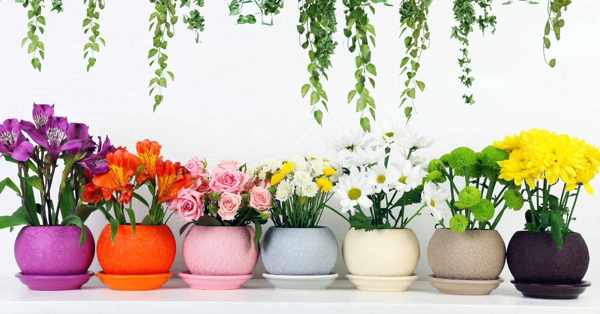 colorful planting flowers indoors