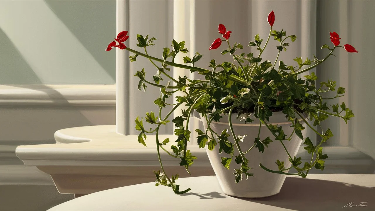 Artistic portrayal of a lipstick plant displayed in a vase